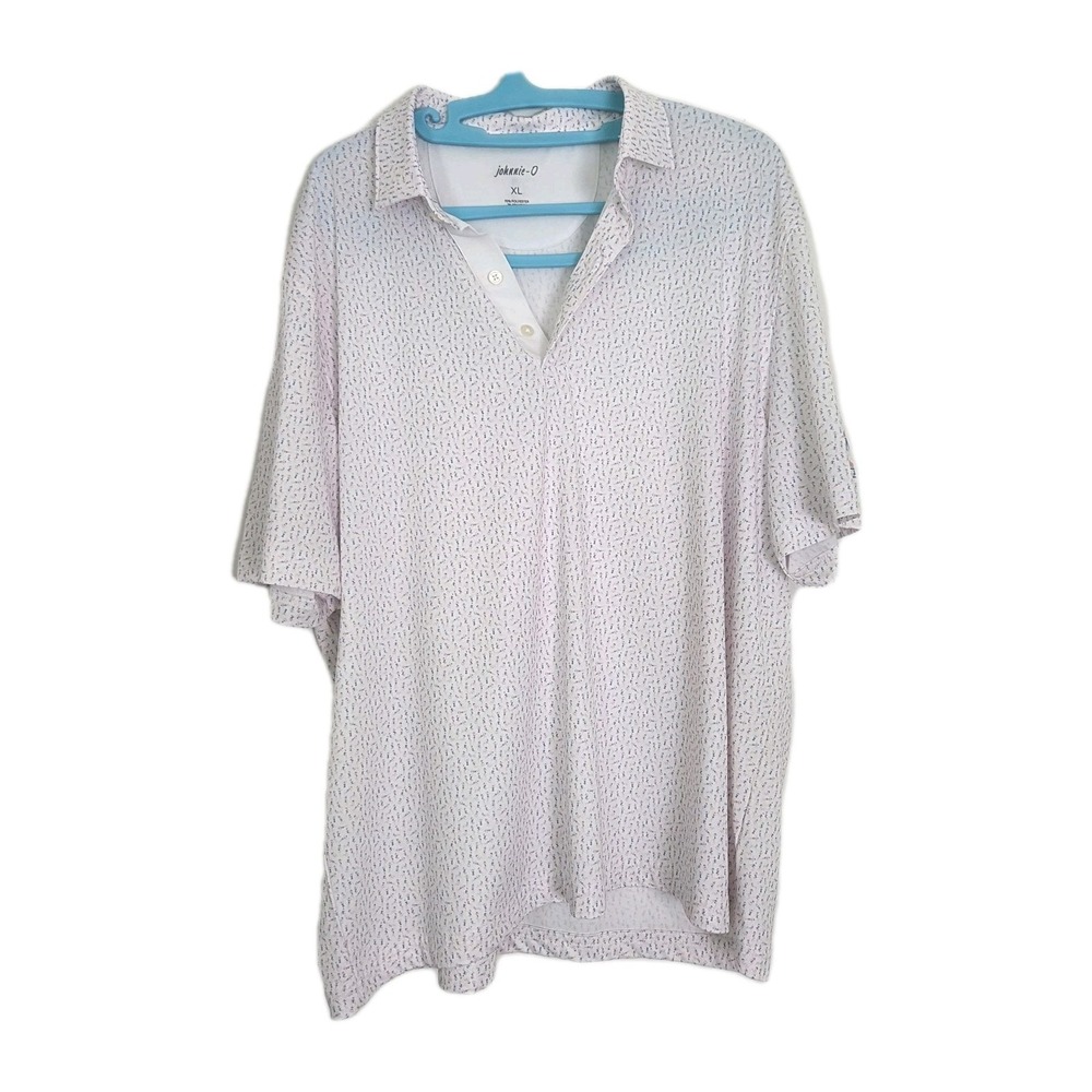 johnnie-O Men's Short Sleeve‎ Polo Shirt Collared Pink White Ladies XL Mt Hawley
